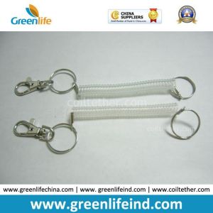 Colored Plastic Key Ring Badge Coiled Bungee Cord Expanding Chain