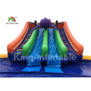 Penguin Blue White Inflatable Blow Up Water Park With 16m Diameter Pool And
