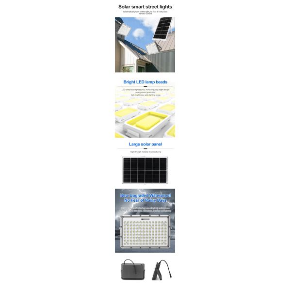 Outdoor Courtyard Solar Powered Flood Light Remote Control Rainproof Lightning Protection
