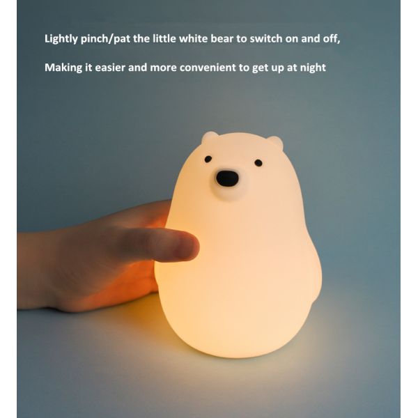 Kawai Bear Kids Baby Nursery Bedroom Night Light lamp Gifts Silicone Bear Light Kids Night Light