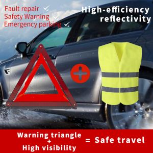 High-Grade 2-Piece Set of ECE Emergency Warning Triangle Reflective Car Vest