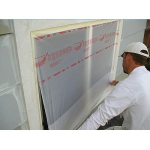 plastic drop cloth, PE drop cloth, plastic masking film, Taped clear HDPE
