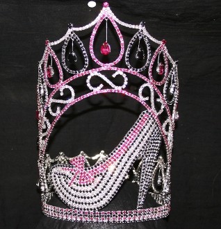 Buy 10 inch pink high heel girls pageant crowns special theme pageants crowns wholesale custom crowns and tiaras pai crown at wholesale prices