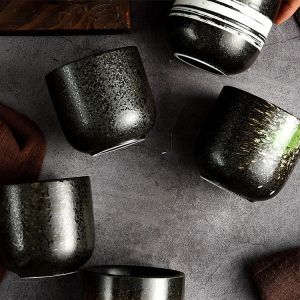 Straight Black Porcelain Tea Cups
