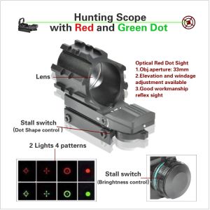 Quality Waterproof Tactical Hunting Paintball Gun Scopes with Red And Green Dot Rain Proof for sale