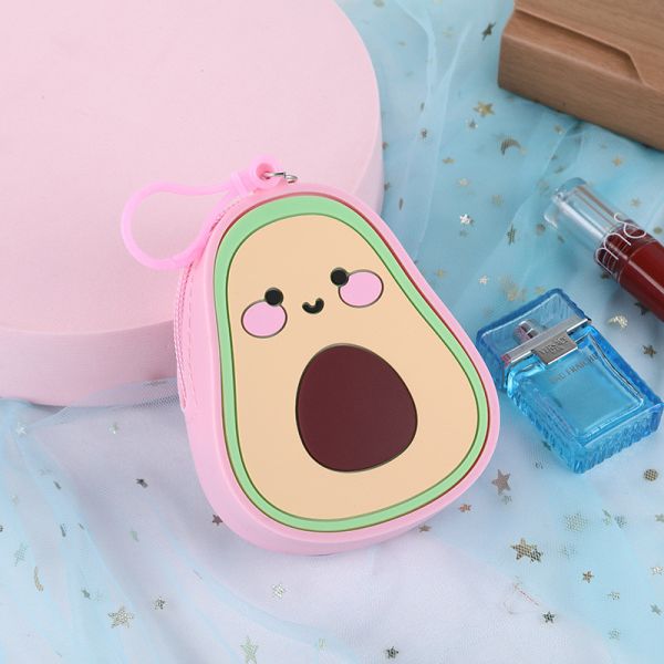 Cartoon Avocado Silicone Coin Wallets Cute Purse Headset Bag Makeup And Hair Accessories Bag Fun Toy Shoulder Purse Bag