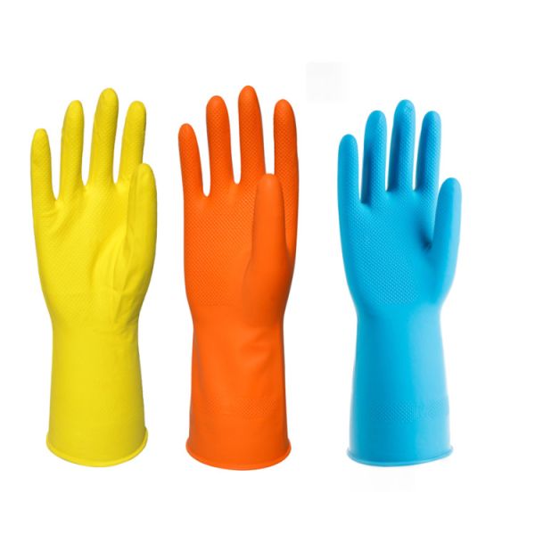 Buy Heavy Weight Dip Flocklined Latex Household Cleaning Gloves for Restarant at wholesale prices
