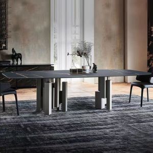 Hot Sale Modern Minimalist Italian Design Marble Top Stainless Steel Leg Dining