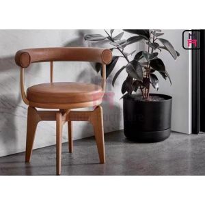 4 Legs Hollowed Back Leather Upholstered Dining Chair
