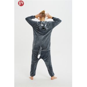 China Sleepwear Kigurumi Onesie Timber Wolf Animal Pajamas With Carrying Pocket on sale