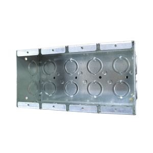 4 Gang Mansory Steel Conduit Box 1.60mm Thickness Zinc Plated 1/2" 3/4"