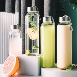 wholesale Straight Side 500ml 750ml Glass Water Bottle With Screw Cap