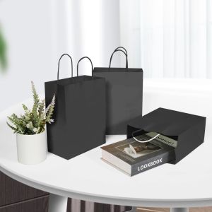 Exhibition Custom Black Kraft Paper Bags With Your Own Logo at and Hand Length