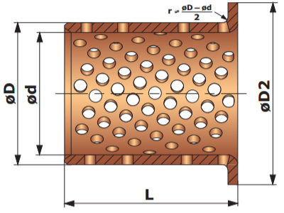 Homogeneous Bronze Bushing With Perforated Flange SIZE