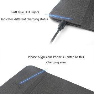 Custom Logo 15W Fast Charging Foldable Vertical Black Mouse Pad for Gaming and