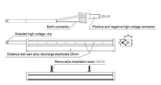 none airs source Anti Static Bar integrated ionizing bar for printing and film industry