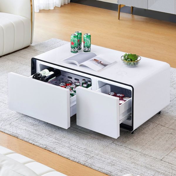 Hotel Function Smart Bedside Coffee Table with USB Wireless Charging and Modern