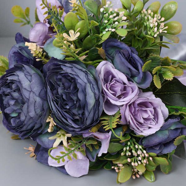 High Quality Wholesale Wedding Bouquets Artificial Flowers Roses Brides Bridesmaids Hand Held Wedding Favors Valentines Day Gift