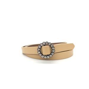 Quality Casual Dressy Rhinestone Belts / Shiny Buckle Womens Leather Belt for sale