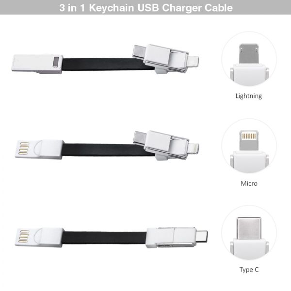 Keychain Universal USB Data Cable 10 Gbps High Speed With TPU Material