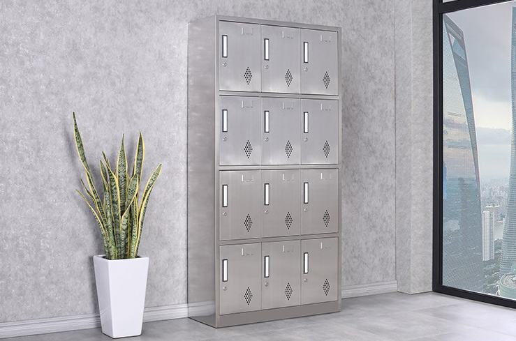 Assembled 12 Door Stainless Steel Medicine Display Cabinet Electrostatic Powder Coating With Vent Hole