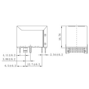 HR871190A Vertical RJ45 Jack Gigabyte LPJD0835BDNL 1000Base-T Connector