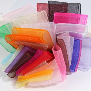 christmas mesh webbing materials cheap price wired satin organza DIY gift rolls