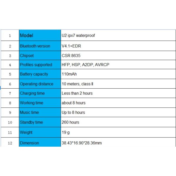 Waterproof Bluetooth Wireless Stereo Headset / Xiaomi Huawei Apple IPhone 8 Headphones