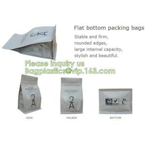 Bagease Custom Printed Biodegradable Compostable Pla Kraft Paper Flat Bottom