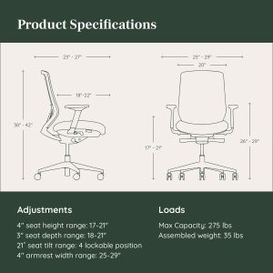 Recliner Function Home Office Chair with Adjustable Lumbar Support and 360