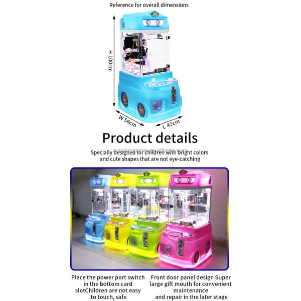 Mini Plush Toy Claw Machine Crane Arcade Candy Grabber Bill Acceptor ODM