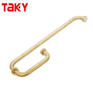 Hotel Bathroom Round Tube Golden Shower Room Glass Door Pull Handle