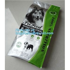 Slider Zipper Large Plastic Animal Pet Food Packaging Bag With Print, side gusset slider 15 kg pet food bag with slider