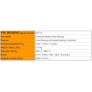 Drawn Cup RAX705 RAX712 Thrust Needle Roller Combined Bearing Special Size