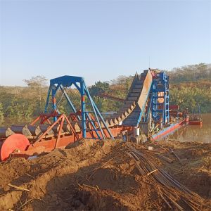 Quality Gold Mining Chain Bucket Dredger Customized With On Site Assembly Structure And Diesel Engine for sale