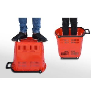 Supermarket Shopping Basket Plastic Folding Wheels