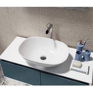 White Counter Top Wash Hand Basin Artificial Stone Bathroom Sink