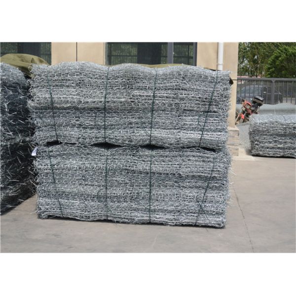 Eco Friendly Metal Gabion Baskets Silver Galvanized / PVC Coated