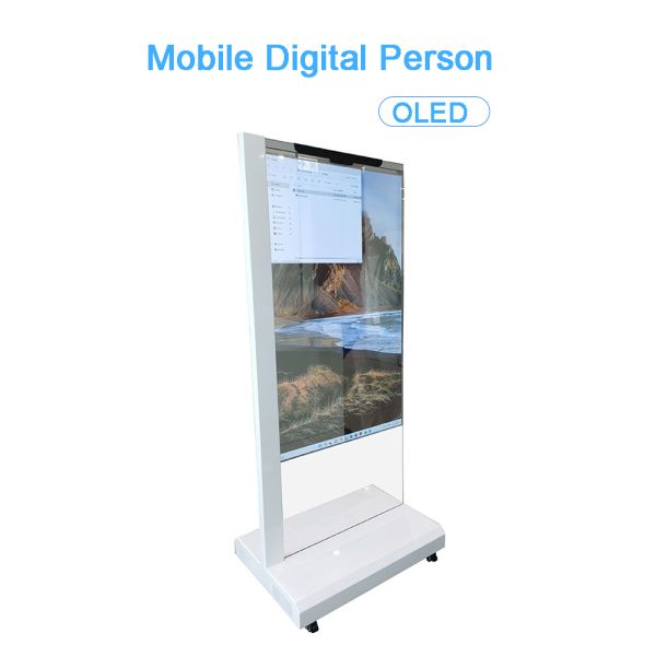 55 inch Transparent OLED Display Kiosk Touch Screen AI Digital Human for exhibition Events