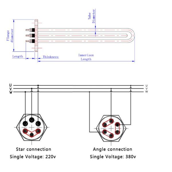 Water Immersion Tubular Heater with Thermostat