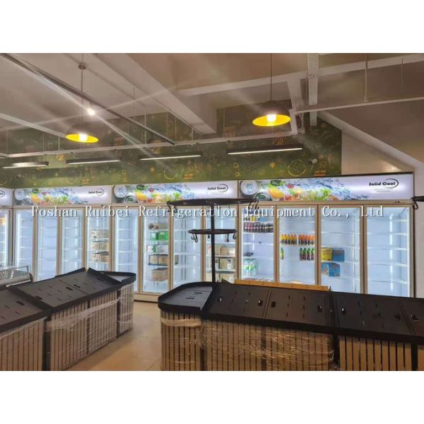 2000L Commercial Supermarket 4 Doors Glass Upright Freezer