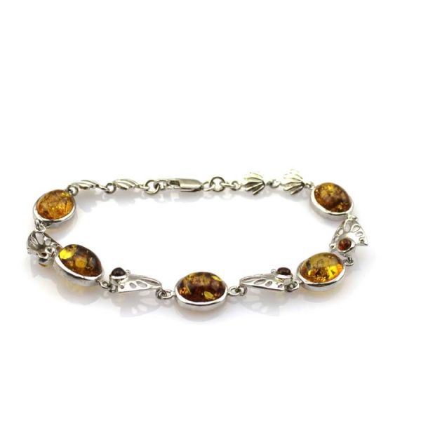 Gemstone Jewelry 925 Silver 8x10mm Oval Citrine Link Tennis Bracelet (SB7001)