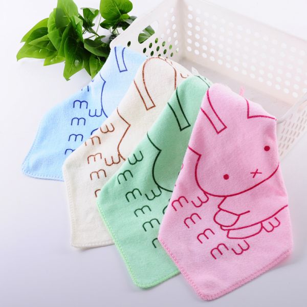 Kitchen Microfiber Children's Towel 25*25cm Soft Absorbent Cleaning Towel for Kids