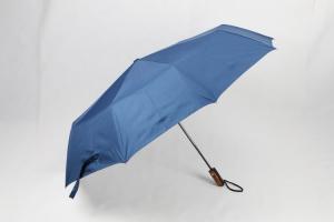 China 27 Inch 3 Foldable Golf Umbrella Blue Canopy Wind Resistant With Silver Coating on sale