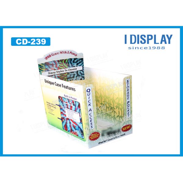 Phone Case Paper / Cardboard Counter Display With Plastic Hooks