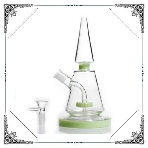 Mini Rock Glass Bongs Green Clear Color Showerhead Percolator Hookah Bongs