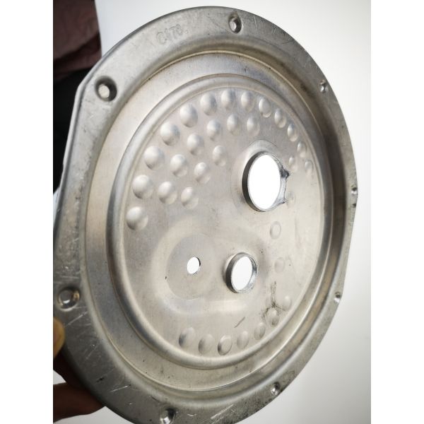 Buy Custom Metal Motor End Cover | Precision Stamped Steel Housing Plate with Reinforced Dimple Design at wholesale prices