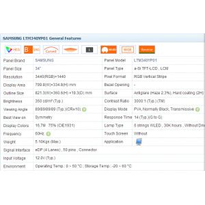 SAMSUNG LCD 34 Inch LTM340YP01 IPS EDP NEW 3440*1440 Curved