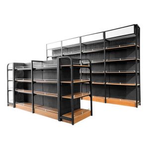 Single-Sided Metal Supermarket Shelves Freestanding Light Duty