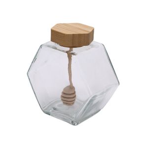 380ML Clear Glass Honey Jar And Spoon Jam Sauce Jar Storage Bottles & Jars